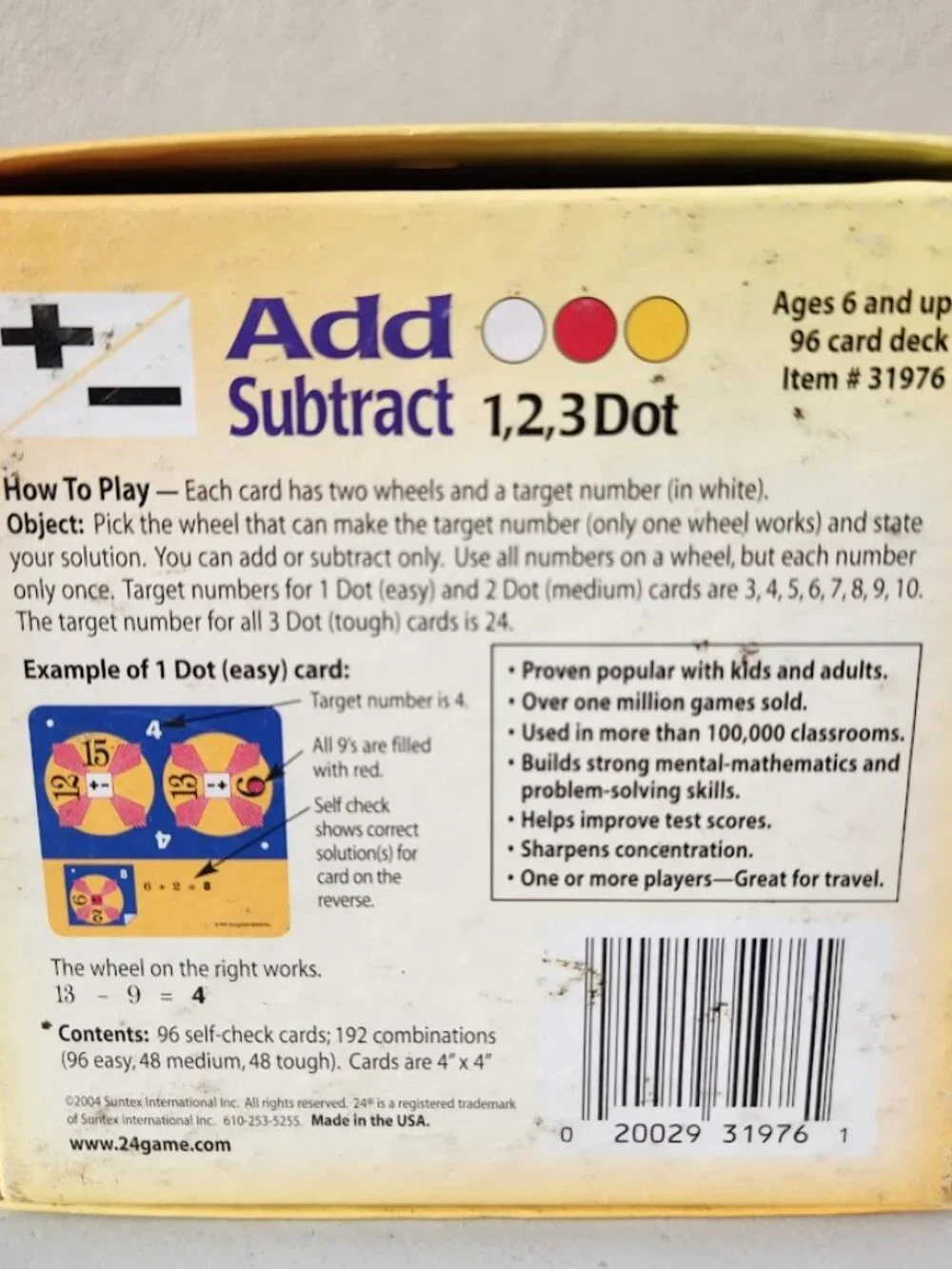 Suntex 24 Game Primer Add Subtract 96 Cards Addition Subtraction Educational Mat